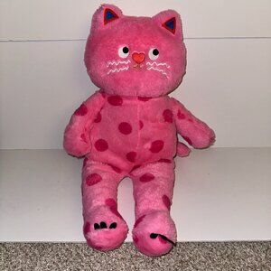 Polka Dot Cat Plush 23" Pink Pillow Stuffed Animal Snuggly Kitty Kitten